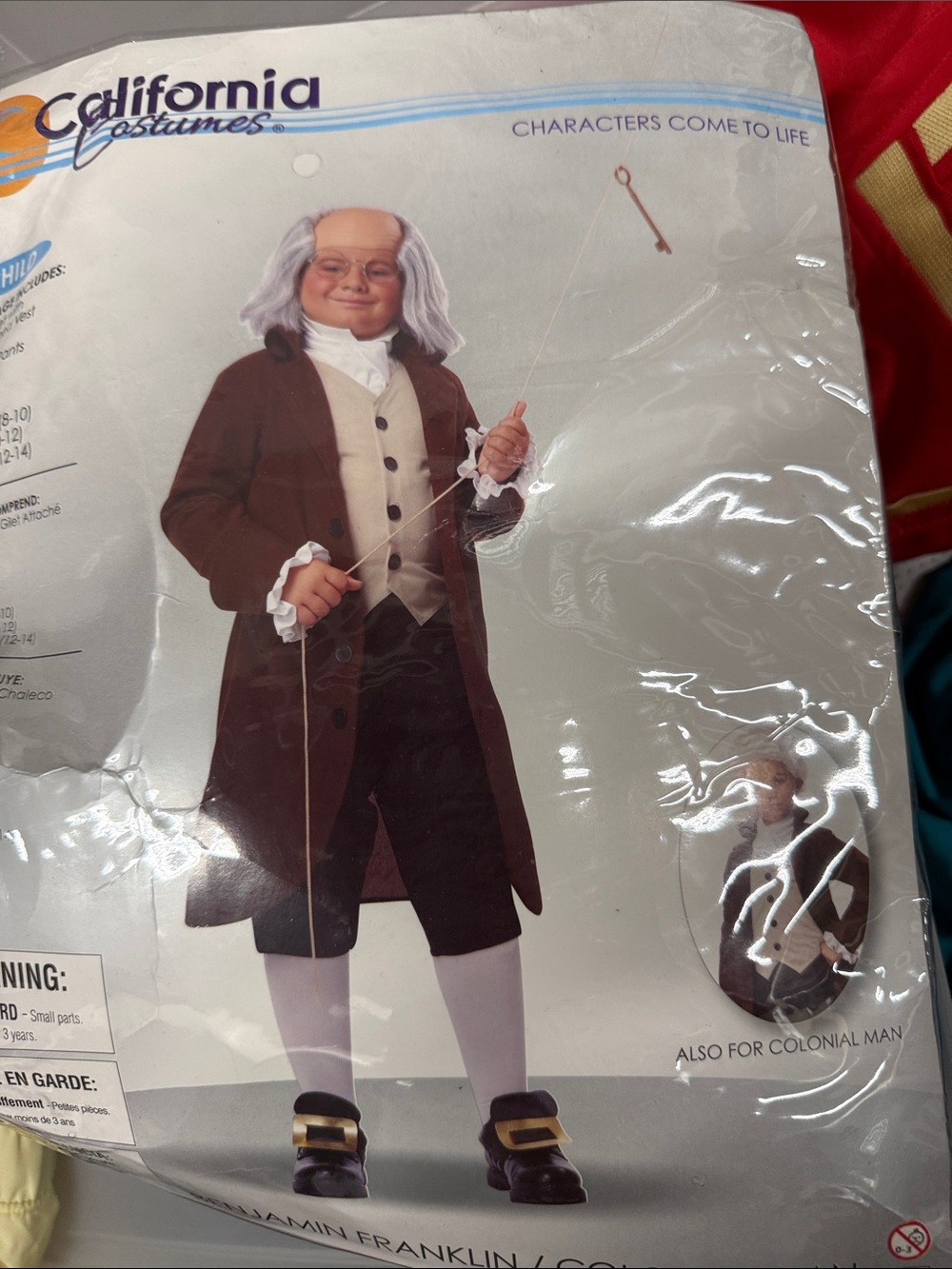 California Costumes Kids Benjamin Franklin Costume - Brown & Cream
